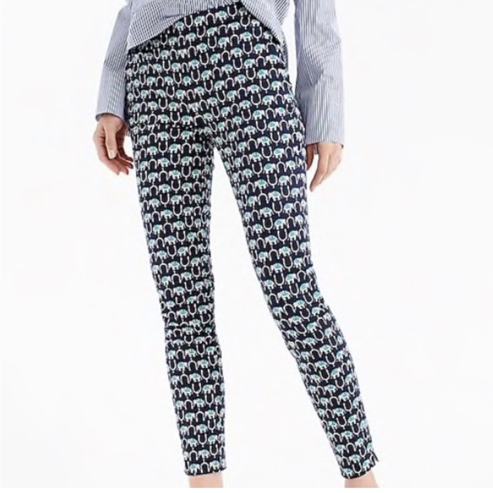 J. Crew Martie Elephant Print Slim Crop Pant 6